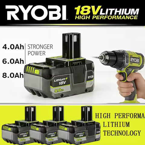 2026 Upgraded RYOBI ONE+ 18V 5.0/6.0/8.0Ah Lithium Battery, High Capacity for Long Runtime with All 