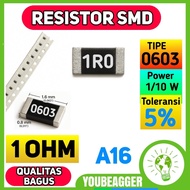 SMD Resistor 1 Ohm 1R0 0603 5% 1/ 10W