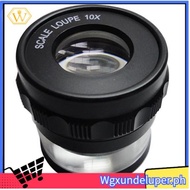 【W】10X Stand Measuring Magnifier Scale Loupe Magnifying Glass 10X with Scaled Magnifier