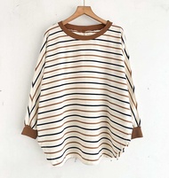 Basic Atasan Kaos Batwing Stripe oversized - Batwing kaos Jumbo