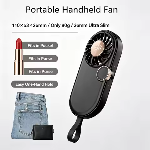 11000RPM Mini Pocket Fan Lipstick-Sized 100-Speed LED Display, Handheld Portable Fan Type-C for Make