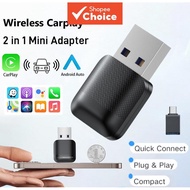 Mini Wireless Adapter 2 In 1 For Apple CarPlay Android Auto USB Type C Smart Dongle