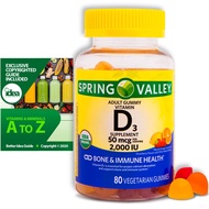 Spring Valley Vitamin D3 Gummy, 2000 IU, 80 Ct + “Vitamins & Minerals - A to Z - Better Idea Guide©”