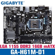 ⚡️กิกาไบท์ GA-H61M-D1เต้ารับแอลจีเอ H61 1155 DDR3 16GB Micro-ATX มือสองเมนบอร์ด