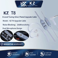 KZ T8 Earphone Cable 8-Level Electronic Tuning Switch Dual Microphone C Pin 3.5mm Plug HiFi Earphone