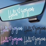 Rearview Mirror Car Decals - Hello Gorgeous Car Sticker - Positive Laptop Decal - Auto Interior Accessories - Laser Lettering Styling Stickers - For Car, Motorcycle, Helmet