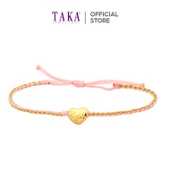 TAKA Jewellery 999 Pure Gold Heart With Nylon Bracelet