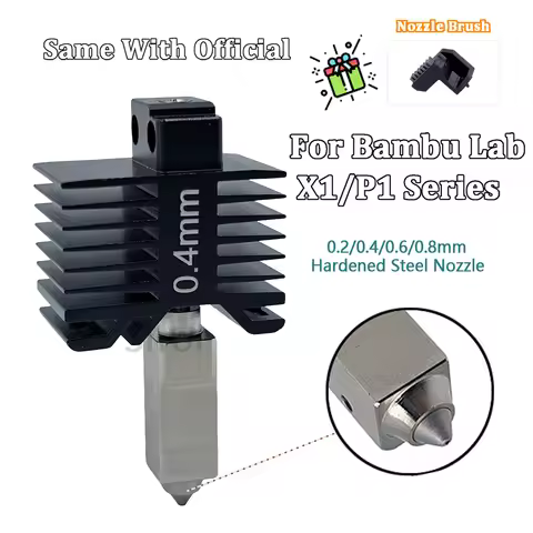 For Bambu lab X1/P1 Series Hotend Kit Hardened Steel Nozzle 0.2/0.4/0.6/0.8mm For Bambu lab X1C X1 P