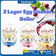 🔥READY STOCK🔥PA-61 Egg Electric Cooker 2-Layer Mini Food Egg Cooker Steamer Poacher Boiler Multi-Fun