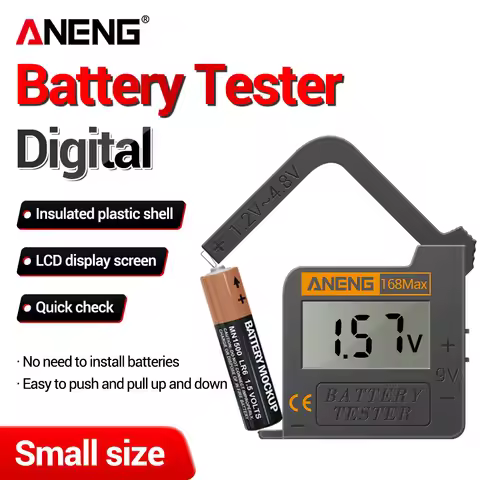 AA/AAA/1.5V/9V/C/D 168Max Digital Battery Universal Tester Digital 3.7V Lithium Battery CR2032/LR44 