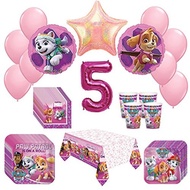 Girl Pups Paw Patrol Skye &amp; Everest 5th Birthday Party Pack 52pc