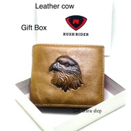 Rush rider Premium Logo Genuine Cow Leather Wallet Dompet Lelaki Kulit Lembu