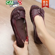 KY/🏅Cartelo Crocodile（CARTELO）Genuine Leather Super Soft Bottom Tendon Bottom Retro Ethnic Style Mom Shoes Shallow Mouth