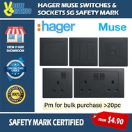 Hager Muse Knight Black Switch Sockets Singapore Safety Mark Registered Local Stock Matte Black