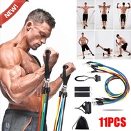 New Power Resistance Band 11 Pcs Set Tali Tarik Karet Gym Yoga Fitness Alat Olahraga Chest Shoulder