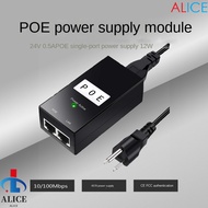 ALICE POE Power Injector, 24V/48V 0.5A 100Mbps POE Power Supply, POE Device Output 48V 0.5A Compatib