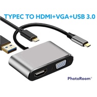USB Type C to HDMI + VGA + USB 3.0 + USB C 4in1 conversion cable for Apple, Samsung DEX computers