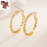 saudi gold 18k pawnable legit pure gold broken silver circle earrings women's light luxury irregular exaggerated large earrings personality fashion jewelry