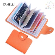 CAMELLI Pocket , Solid Color Simple Card Holder Bag, PU Wallet Leather Card Holder Credit ID Card Or