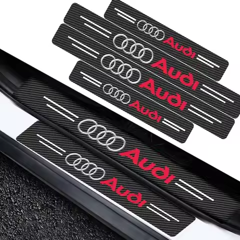 Carbon Fiber Car Door Plate Threshold Protector Sticker For Audi S8 TT A4L A6L RS6 C6 S3 S4 S5 S6 S8