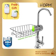 【1yearWarranty + Gift】Thicker SUS304 Kitchen Bathroom Faucet Rack Sponge Holder Sink Drain Basket wi