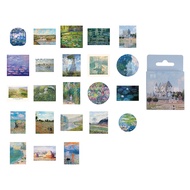 46pcs/box ，Monet oil painting-self-adhesive boxed sticker，DIY stationery decoration stickers suitable for photo albums diaries cups laptops mobile phones scrapbooks