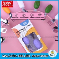 Silicone Baby Self-feeding Training Baby Spoon Fork Set BLW