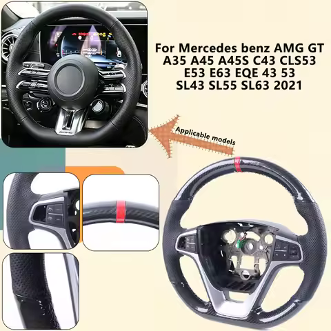 Steering Wheel Gloss Carbon Fiber DIY Original Car Cover For Mercedes benz AMG GT A-Class C43 CLS53 