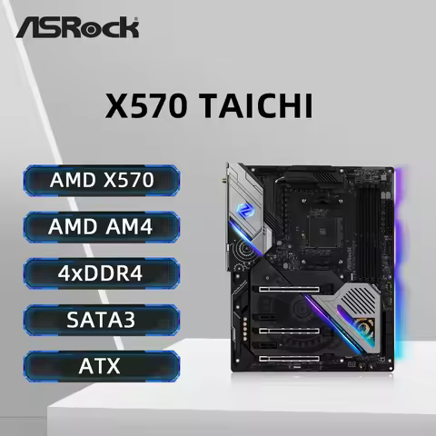 ASRock X570 TAICHI Motherboard Support 5500 5600X 5700X3D 5800X3D CPU 4xDDR4 3200MHz 128GB NVME M.2 