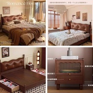 Katil Kayu Retro Vintage Nordic 1.5 Katil Double Moden Bilik Tidur Utama Bilik Tidur Utama Perancis 