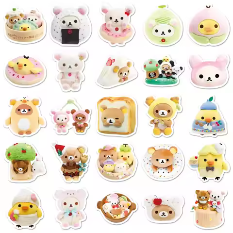 54PCS Rilakkuma Kawaii Stickers Boys Girls Cute Art Supplies Korean Stationery Decorations Sticker B