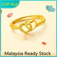 Cincin Perempuan 1 Set Box Cincin Bajet Emas 916 Tulen Emas Bangkok Original Cop 916 Couple Ring for Lovers Emas 916 Original Lelong Pawnable Adjustable Open Ring Gold Ring for Women Jewellery Gold 916 Original Malaysia Cincin Lelaki