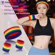 TIMEKEY Sport Wristband And Headband Combo Set Sweat-Absorbing Breathable Protection Running Fitness