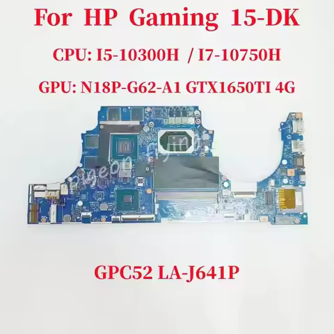 GPC52 LA-J641P Mainboard For HP Gaming 15-DK Laptop Motherboard CPU:I5-10300H I7-10750H GPU: GTX1650
