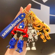 หุ่นยนต์ทรานสฟอร์มเมอร์ Optimus Prime Bumblebee สามมิติพวงกุญแจห้อยกระเป๋าตุ๊กตาพวงกุญแจอนิเมะสำหรับเด็กของเล่นซิลิโคน