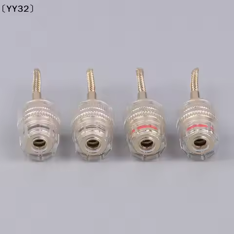 2/4Pcs 4MM Banana Female To 2MM Pin Connector HIFI Cable Adapter Plug Braided Copper Wire Socket〔YY3