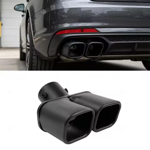 Exhaust Tip Black Universal Exhaust Tip Square Double Outlet Car Exhaust Pipe Tip Stainless Steel Ex