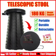 Black Telescopic Stool Premium up to 180Kg Patented Design| Foldable Chair Stool For Camping| Collapsible Chairs|