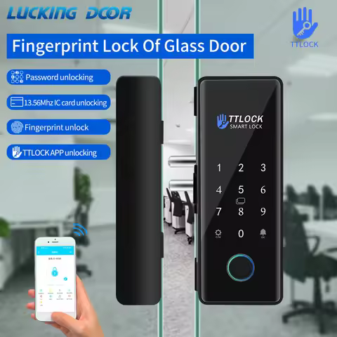 Smart Lock For Glass Door Wooden Door Wifi TTLOCK Smart Biometric Fingerprint Lock Electronic Door L