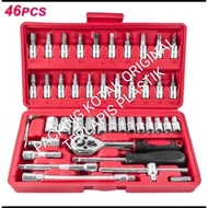 46 Pcs 1/4" Socket Wrench + shock Screwdriver Tool Kit Set Socket WRENCH SET