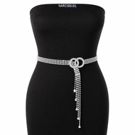 NARCISSUS1Y7KJ Rhinestone Chain Belt, Sparkle Tassels Full Chain Crystal Waist Belt, Bling Adjustabl