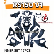 RS150 V1 NNER SET (17PCS) N/C COVER RS V1 HITAM SEBAM FLAT BLACK HLD "MOTOR ONESTORE"