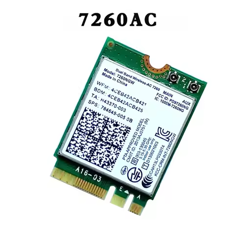 WiFi 5 AC7260 Wireless Card Bluetooth 4.0 M.2 7260NGW 1200Mbps 802.11AC Dual Band 2.4G 5G Windows 10