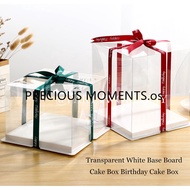 Transparent CAKE CONTAINER White Base Board Cake Box Birthday Cake Box 4/6/8/10/12inch single double three tier