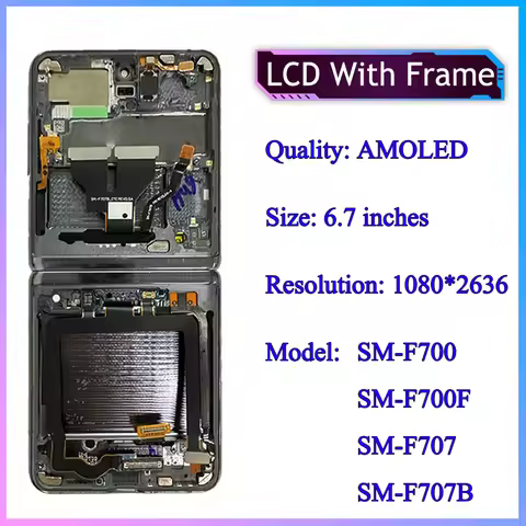 Super AMOLED For Samsung Z Flip1 4G LCD F700 F700F Display Touch Screen Digitizer For Samsung Z Flip