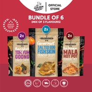 [Bundle of 6] 2 x Tom Yum Goong Seaweed Tempura &amp; 2 x Salted Egg Fish Skin &amp; 2 x Sichuan Mala Hotpot Seaweed Snack