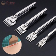 FLYTOP 1/2/4/6 Prong 3/4/5/6mm Spacing Punch Tool Metal Leather Chisel Hole Punch Stitching Tool Dia