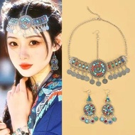 Ethnic Style Miao Ethnic Colorful Beads Headdress Female Exotic Style Earrings Yunnan Travel Accesso