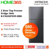 Hitachi 2 Door Top Freezer Fridge 366L R-VX450PMS9