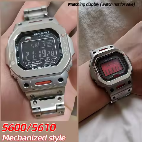 DW5600 5610 Mech Style Titanium Modified metal set men Watch strap case For Casio GW-M5610 DW-5600 G